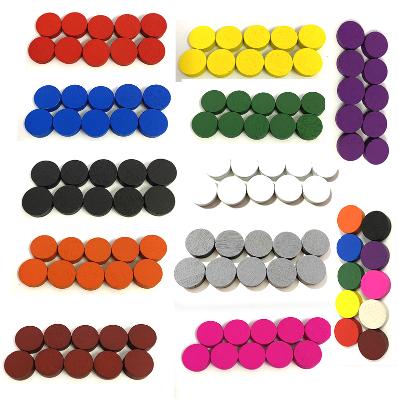 Board Game With Questions - 50pieces 15*5MM 11 Colors Wooden Disk