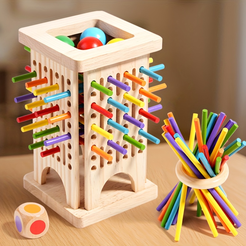 Board Game For Kids - Montessori Wooden Board Game Colorful Sticks