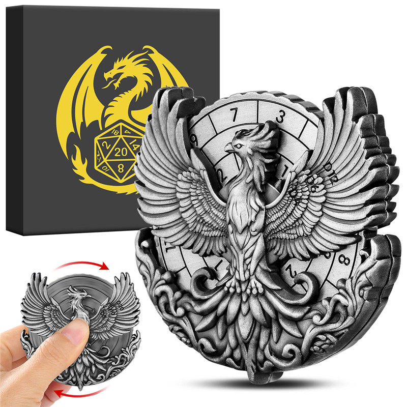 Dice Tower Wooden - 7-in-1 Phoenix Dice Spinner Metallic Fingertip