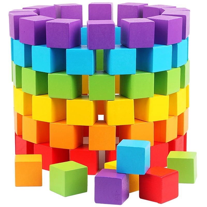 Board Game With Questions - 30Pcs/lot 2X2CM Wooden Colorful Cubes Building